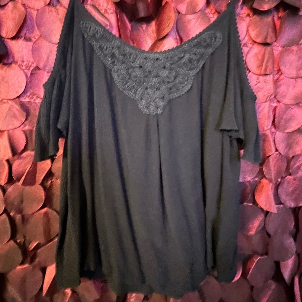 Black cold shoulder top
